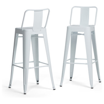Rayne Industrial Metal 30 Inch Bar Stool (Set Of 2) In White