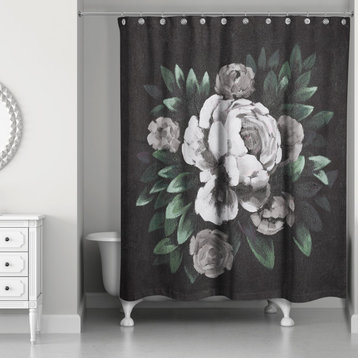 Dark Moody Floral 71x74 Shower Curtain