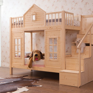 wooden bedroom of young