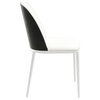 LeisureMod Tule Mid-Century Modern Dining Side Chair, Set of 2, Black/White