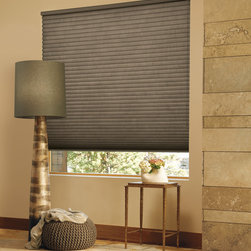 Rustic Grey Bedroom Custom Window Roman Shades by Hunter Douglas - Roman Shades