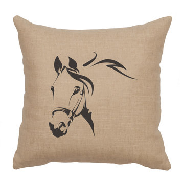 Image Pillow 16x16 Horse Profile Linen Natural