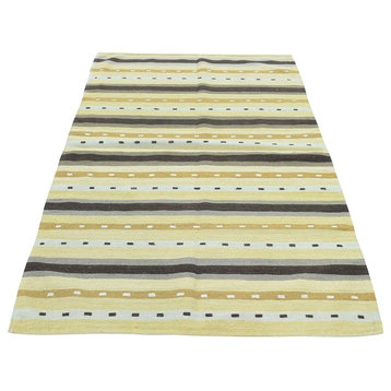 3'1"x5'2" Flat Weave Hand-Woven Reversible Striped Qashqai Kilim Rug