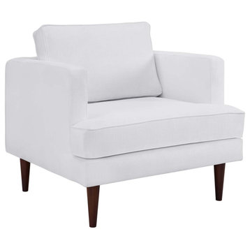 Agile Upholstered Fabric Armchair, White