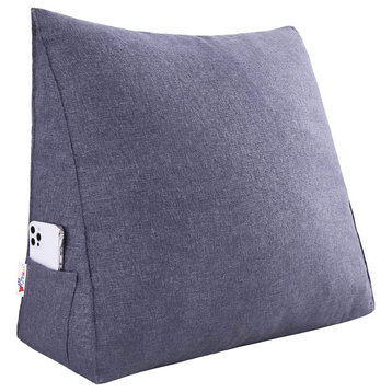 WOWMAX Grey Linen Blend Bed Rest Wedge Reading Pillow