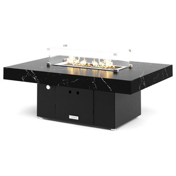 FirePit Table, 48"x34"x17", Natural Gas, Laminam Nero Marquina Brushed, Black
