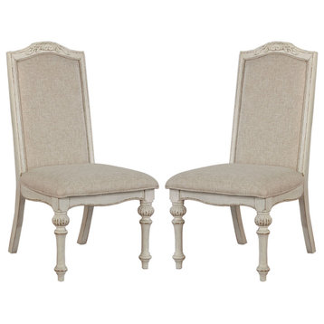 Set of 2 Padded Side Chairs, Antique White