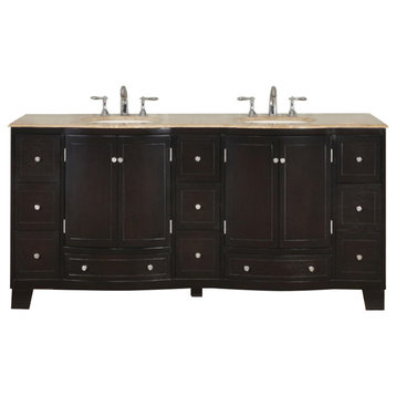 72 Inch Transitional Style Bathroom Vanity Cabinet, Double