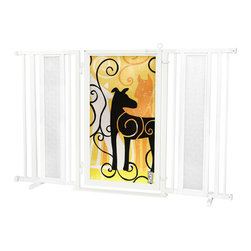 Fusion Gates - Fusion Gate with Limited Edition Dream Dog Design, White Pearl, 60"-65" - Dog Gates