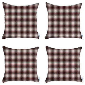 Set of 4 Red Houndstooth Pillow Covers