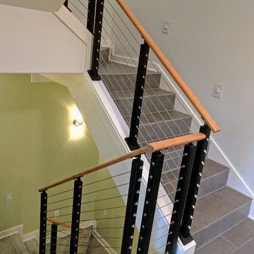 Multilevel Stairway with Cable Rail