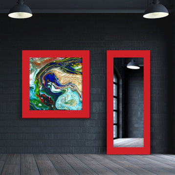 Grandeur Spotlight Mirror And Wall/Floor Art Set, Italian Red, WM05023