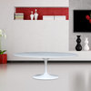 Flower Artificial  Marble Table Oval 78", White