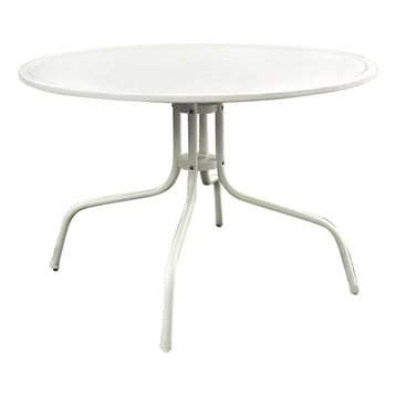 Crosley Griffith Metal 39" Round Patio Dining Table in White