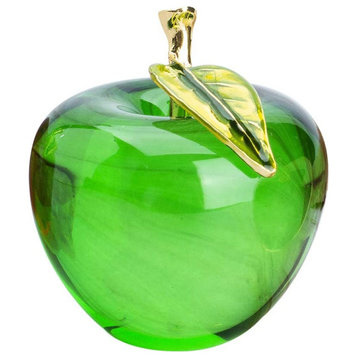 Crystal Apple Paperweight in Green