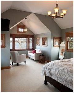 Gray paint with oak furniture