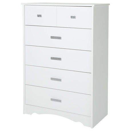 South Shore Sabrina 5 Drawer Wood Chest in White