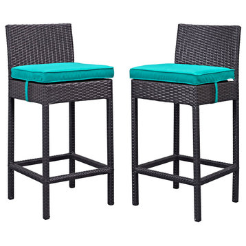 Lift Bar Stool Outdoor, Set of 2, Espresso Turquoise