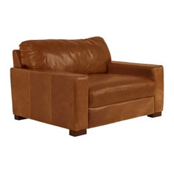 37B Leather Chair and a Half in Splendor Chestnut - Armchairs And Accent Chairs