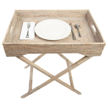 Artifacts Rattan™ Butler Tray/Table, White Wash