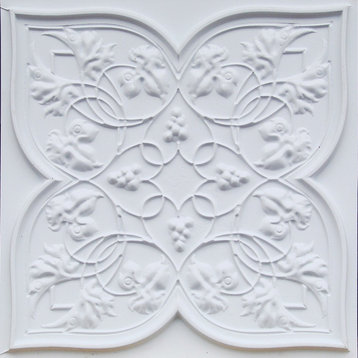 24"x24" D212 PVC White Matte Faux Tin Ceiling Tiles, Glue up or Drop In