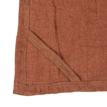 Stonewashed Linen Decorative Tea Towel for Dining and Kitchen, Olive, Rust