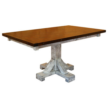 Barnwood Style Timber Peg Pedestal Dining Table, Thunder White and Michael's Cherry, 36" X 60"