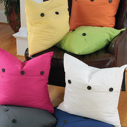 Xia Home Fashions - 20" Solid Color Pillow With Buttons - Decorative Pillows