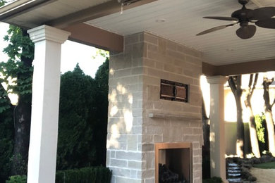 Covered Porch Addition with fireplace
