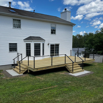 Pressure Treated Wood Deck with Cable Rail System