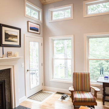 High Cathedral Ceiling with white windows