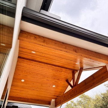 Black seamless gutter installation - Custom home in Georgetown, Texas