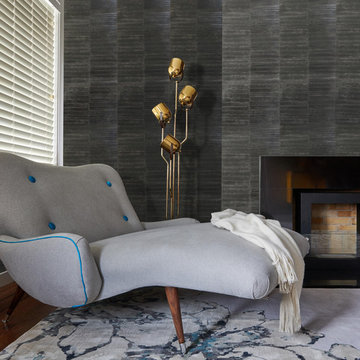 Mid century chaise longue reupholstered in ultrasuede
