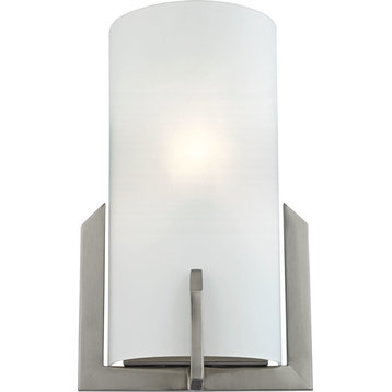 Thomas Lighting Wall Sconces 1 Light Sconce in Brushed Nickel & White Glass