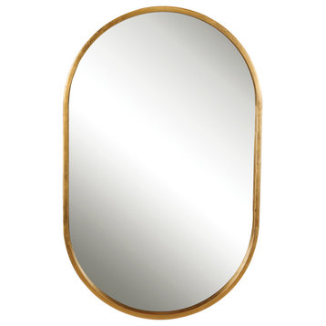 Varina Minimalist Oval Mirror, Gold