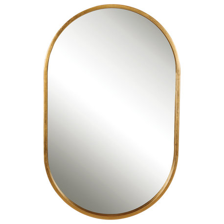 Varina Minimalist Oval Mirror, Gold