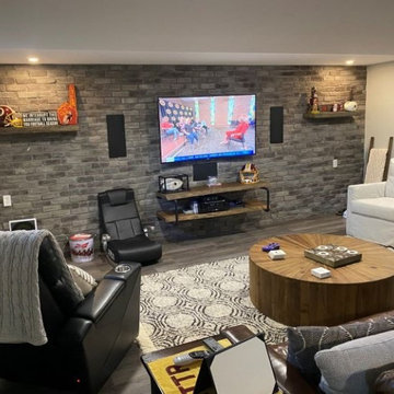 Basement Remodel with bar and game room