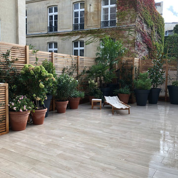 Aménagement d'une grande terrasse de 100m2 à Saint Germain des Près