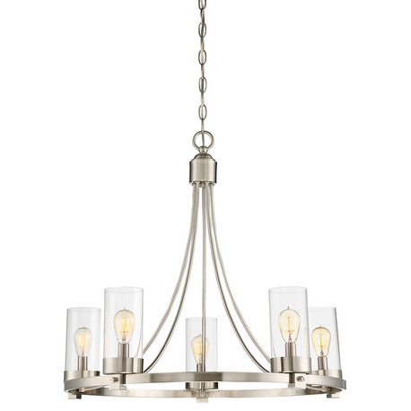 5-Light Chandelier, Brushed Nickel