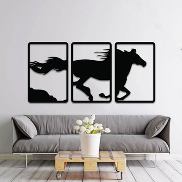 Running Horse Wall Art, 3 pcs set