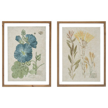 Vintage Floral Wood Framed Wall Décor (Set of 2 Styles)