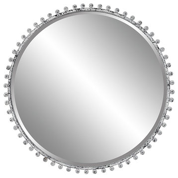 Taza Antique White Round Mirror