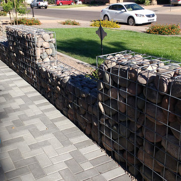 Gabion wall and mailbox