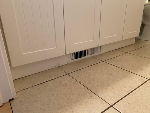 Air Register Under Vanity Built In To, How To Cut Tile Around A Floor Vent