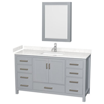 Wyndham Collection WCS141460S-VCA-MED Sheffield 60" - Gray / Carrara Cultured