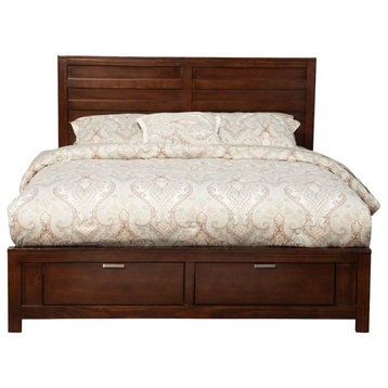Alpine Furniture Carmel Wood Full Size Storage Bed in Cappuccino (Brown)