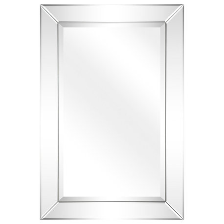 Antique Beveled Rectangle Wall Mirror, 1" Beveled Center 24"x36" Bathroom Mirror