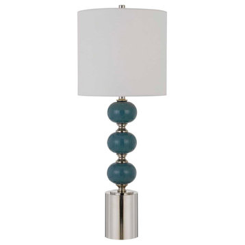 Slate Blue/Chrome Metal/Ceramic Malaga, Table Lamp