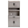 Modern & Contemporary 6-Shelf White-Washed Wood Kitchen Storage Cabinet