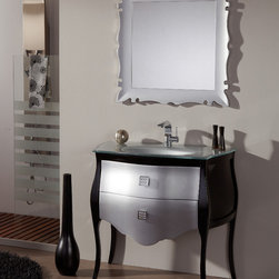 Fresca Platinum Paris Glossy Silver-Black 35" Bathroom Vanity - Bathroom Vanities And Sink Consoles